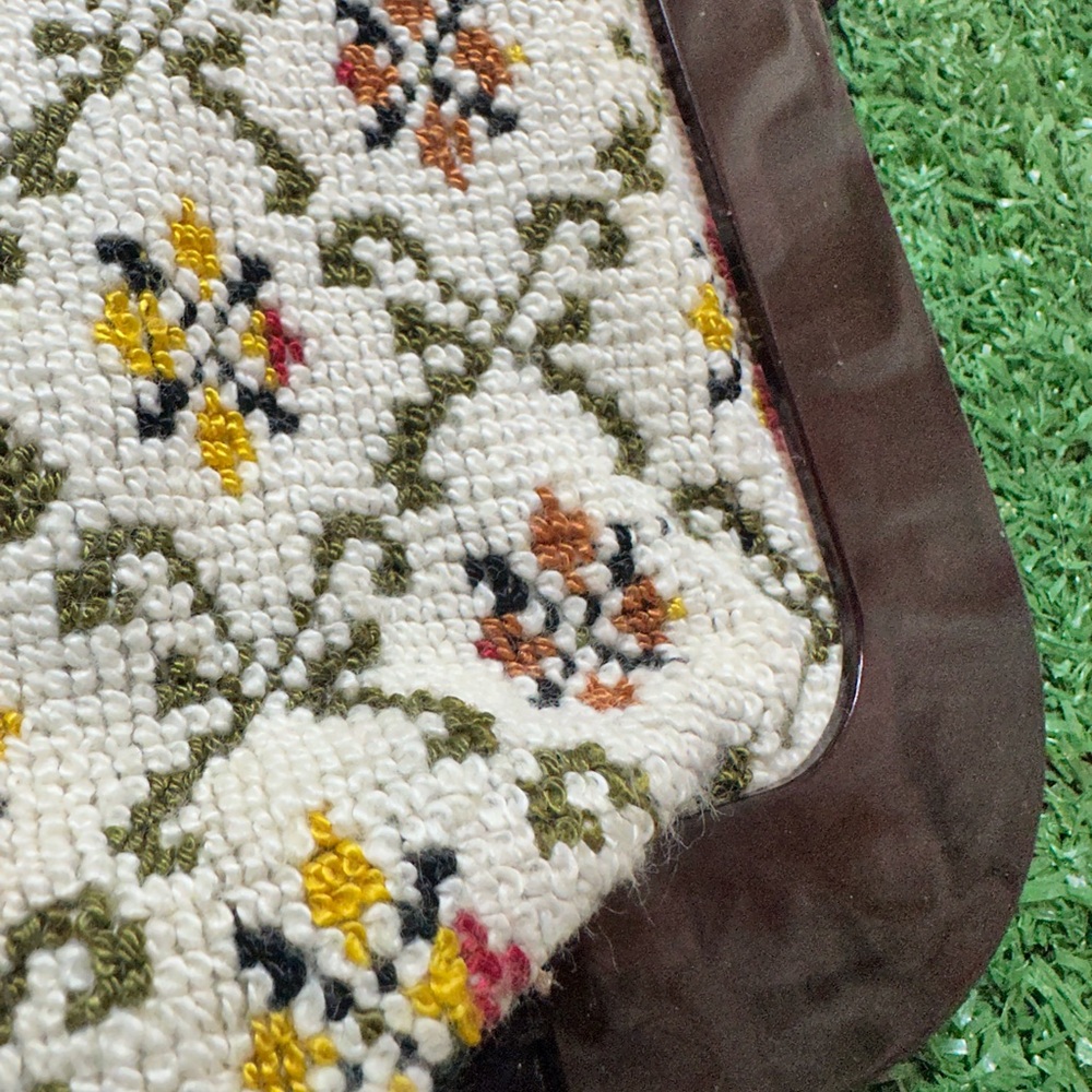 Vintage Floral Needlepoint Tapestry Clutch - Picture 2 of 4